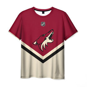 Мужская футболка 3D с принтом Arizona Coyotes в Белгороде, 100% полиэфир | прямой крой, круглый вырез горловины, длина до линии бедер | america | canada | hockey | nhl | usa | америка | аризона | канада | койотис | лед | нхл | сша | хоккей