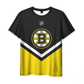 Мужская футболка 3D с принтом Boston Bruins в Белгороде, 100% полиэфир | прямой крой, круглый вырез горловины, длина до линии бедер | america | canada | hockey | nhl | usa | америка | бостон | брюинз | канада | лед | нхл | сша | хоккей
