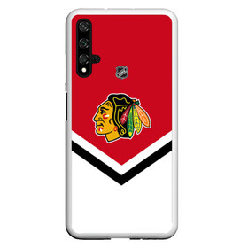 Чехол для Honor 20 с принтом Chicago Blackhawks в Белгороде, Силикон | Область печати: задняя сторона чехла, без боковых панелей | america | canada | hockey | nhl | usa | америка | блэкхокс | канада | лед | нхл | сша | хоккей | чикаго