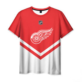 Мужская футболка 3D с принтом Detroit Red Wings в Белгороде, 100% полиэфир | прямой крой, круглый вырез горловины, длина до линии бедер | america | canada | hockey | nhl | usa | америка | детройт | канада | лед | нхл | ред | сша | уингз | хоккей