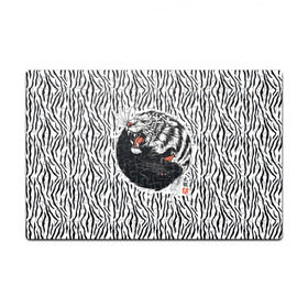 Пазл магнитный 126 элементов с принтом Yin Yang Tigers в Белгороде, полимерный материал с магнитным слоем | 126 деталей, размер изделия —  180*270 мм | tiger | yin yang | инь ян | китай | сила | тигр | ярость