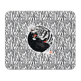 Коврик прямоугольный с принтом Yin Yang Tigers в Белгороде, натуральный каучук | размер 230 х 185 мм; запечатка лицевой стороны | tiger | yin yang | инь ян | китай | сила | тигр | ярость