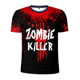 Мужская футболка 3D спортивная с принтом Zombie Killer в Белгороде, 100% полиэстер с улучшенными характеристиками | приталенный силуэт, круглая горловина, широкие плечи, сужается к линии бедра | blood | dark | killer | monster | zombie | зомби | кровь | монстр | нечисть