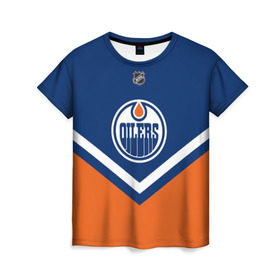 Женская футболка 3D с принтом Edmonton Oilers в Белгороде, 100% полиэфир ( синтетическое хлопкоподобное полотно) | прямой крой, круглый вырез горловины, длина до линии бедер | america | canada | hockey | nhl | usa | америка | детройт | канада | лед | нхл | ойлерз | сша | хоккей | эдмонтон