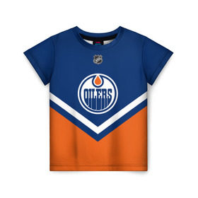 Детская футболка 3D с принтом Edmonton Oilers в Белгороде, 100% гипоаллергенный полиэфир | прямой крой, круглый вырез горловины, длина до линии бедер, чуть спущенное плечо, ткань немного тянется | america | canada | hockey | nhl | usa | америка | детройт | канада | лед | нхл | ойлерз | сша | хоккей | эдмонтон