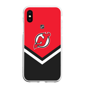 Чехол для iPhone XS Max матовый с принтом New Jersey Devils в Белгороде, Силикон | Область печати: задняя сторона чехла, без боковых панелей | america | canada | hockey | nhl | usa | америка | девилз | джерси | канада | лед | нхл | нью | сша | хоккей