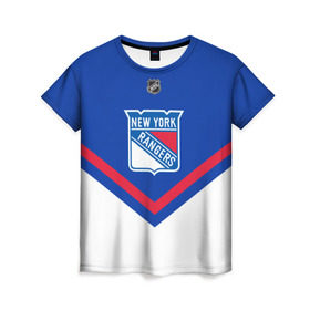 Женская футболка 3D с принтом New York Rangers в Белгороде, 100% полиэфир ( синтетическое хлопкоподобное полотно) | прямой крой, круглый вырез горловины, длина до линии бедер | america | canada | hockey | nhl | usa | америка | канада | лед | нхл | нью йорк | рейнджерс | сша | хоккей