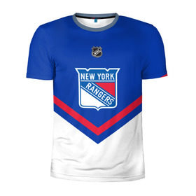 Мужская футболка 3D спортивная с принтом New York Rangers в Белгороде, 100% полиэстер с улучшенными характеристиками | приталенный силуэт, круглая горловина, широкие плечи, сужается к линии бедра | america | canada | hockey | nhl | usa | америка | канада | лед | нхл | нью йорк | рейнджерс | сша | хоккей