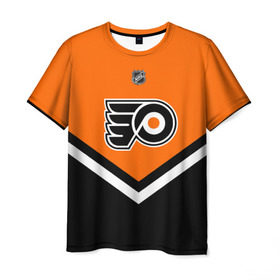 Мужская футболка 3D с принтом Philadelphia Flyers в Белгороде, 100% полиэфир | прямой крой, круглый вырез горловины, длина до линии бедер | america | canada | hockey | nhl | usa | америка | канада | лед | нхл | сша | филадельфия | флайерз | хоккей
