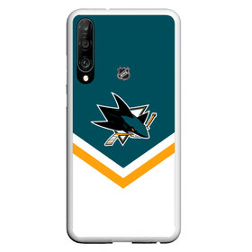 Чехол для Honor P30 с принтом San Jose Sharks в Белгороде, Силикон | Область печати: задняя сторона чехла, без боковых панелей | america | canada | hockey | nhl | usa | акула | америка | канада | лед | нхл | сан хосе | сша | хоккей | шаркс