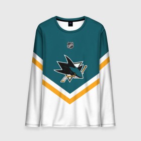 Мужской лонгслив 3D с принтом San Jose Sharks в Белгороде, 100% полиэстер | длинные рукава, круглый вырез горловины, полуприлегающий силуэт | america | canada | hockey | nhl | usa | акула | америка | канада | лед | нхл | сан хосе | сша | хоккей | шаркс