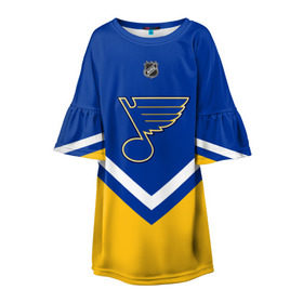 Детское платье 3D с принтом St. Louis Blues в Белгороде, 100% полиэстер | прямой силуэт, чуть расширенный к низу. Круглая горловина, на рукавах — воланы | america | canada | hockey | nhl | usa | америка | блюз | канада | лед | нхл | сент луис | сша | хоккей
