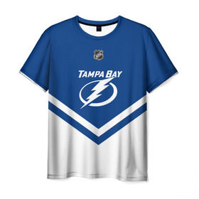 Мужская футболка 3D с принтом Tampa Bay Lightning в Белгороде, 100% полиэфир | прямой крой, круглый вырез горловины, длина до линии бедер | Тематика изображения на принте: america | canada | hockey | nhl | usa | америка | бэй | канада | лайтнинг | лед | нхл | сша | тампа | хоккей