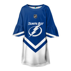 Детское платье 3D с принтом Tampa Bay Lightning в Белгороде, 100% полиэстер | прямой силуэт, чуть расширенный к низу. Круглая горловина, на рукавах — воланы | america | canada | hockey | nhl | usa | америка | бэй | канада | лайтнинг | лед | нхл | сша | тампа | хоккей