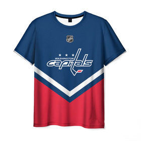 Мужская футболка 3D с принтом Washington Capitals в Белгороде, 100% полиэфир | прямой крой, круглый вырез горловины, длина до линии бедер | america | canada | hockey | nhl | usa | америка | вашингтон | канада | кэпиталз | лед | нхл | овечкин | сша | хоккей
