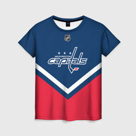 Женская футболка 3D с принтом Washington Capitals в Белгороде, 100% полиэфир ( синтетическое хлопкоподобное полотно) | прямой крой, круглый вырез горловины, длина до линии бедер | america | canada | hockey | nhl | usa | америка | вашингтон | канада | кэпиталз | лед | нхл | овечкин | сша | хоккей