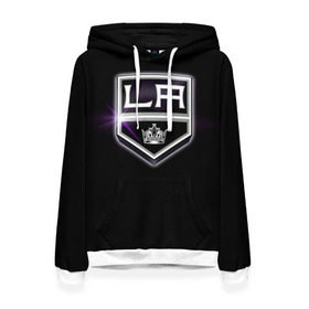 Женская толстовка 3D с принтом Los Angeles Kings в Белгороде, 100% полиэстер  | двухслойный капюшон со шнурком для регулировки, мягкие манжеты на рукавах и по низу толстовки, спереди карман-кенгуру с мягким внутренним слоем. | hockey | kings | los angeles | nhl | корона | нхл | хоккеист | хоккей