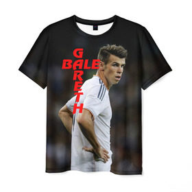 Мужская футболка 3D с принтом Гарет Бейл в Белгороде, 100% полиэфир | прямой крой, круглый вырез горловины, длина до линии бедер | cпорт | football | gareth bale | real madrid | гарет бейл | реал мадрид | футбол | футболист