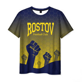 Мужская футболка 3D с принтом Rostov Football club в Белгороде, 100% полиэфир | прямой крой, круглый вырез горловины, длина до линии бедер | дону | на | ростов | ростов на дону