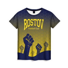 Женская футболка 3D с принтом Rostov Football club в Белгороде, 100% полиэфир ( синтетическое хлопкоподобное полотно) | прямой крой, круглый вырез горловины, длина до линии бедер | дону | на | ростов | ростов на дону