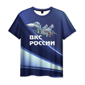 Мужская футболка 3D с принтом ВКС России в Белгороде, 100% полиэфир | прямой крой, круглый вырез горловины, длина до линии бедер | Тематика изображения на принте: su 30 | ввс | вкс | лётчик | окб сухого | пилот | россия | самолёт | су 30