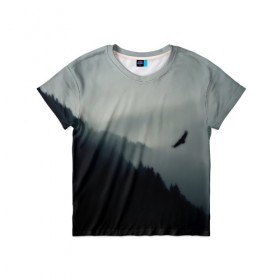 Детская футболка 3D с принтом Орёл в Белгороде, 100% гипоаллергенный полиэфир | прямой крой, круглый вырез горловины, длина до линии бедер, чуть спущенное плечо, ткань немного тянется | Тематика изображения на принте: горы | пейзаж | сумерки