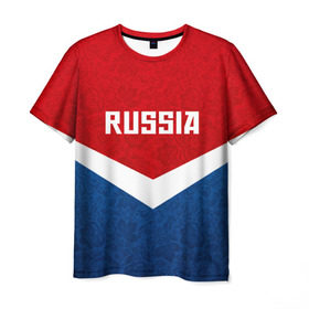 Мужская футболка 3D с принтом Russia Team в Белгороде, 100% полиэфир | прямой крой, круглый вырез горловины, длина до линии бедер | cup | football | russia | олипм | россия | русская | русский | футбол | хохлома