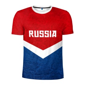 Мужская футболка 3D спортивная с принтом Russia Team в Белгороде, 100% полиэстер с улучшенными характеристиками | приталенный силуэт, круглая горловина, широкие плечи, сужается к линии бедра | cup | football | russia | олипм | россия | русская | русский | футбол | хохлома