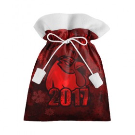 Подарочный 3D мешок с принтом Огненный петух в Белгороде, 100% полиэстер | Размер: 29*39 см | Тематика изображения на принте: животное | зима | красный | новый год | символ | снежинки