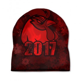 Шапка 3D с принтом Огненный петух в Белгороде, 100% полиэстер | универсальный размер, печать по всей поверхности изделия | Тематика изображения на принте: животное | зима | красный | новый год | символ | снежинки