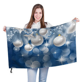 Флаг 3D с принтом Новогодний узор в Белгороде, 100% полиэстер | плотность ткани — 95 г/м2, размер — 67 х 109 см. Принт наносится с одной стороны | happy new year | блеск | ёлка | зима | игрушки. праздник | конфетти | новый год | подарки | снег