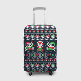 Чехол для чемодана 3D с принтом Mario Bros Christmas в Белгороде, 86% полиэфир, 14% спандекс | двустороннее нанесение принта, прорези для ручек и колес | 
