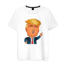 Мужская футболка хлопок с принтом Трамп 2 в Белгороде, 100% хлопок | прямой крой, круглый вырез горловины, длина до линии бедер, слегка спущенное плечо. | Тематика изображения на принте: 