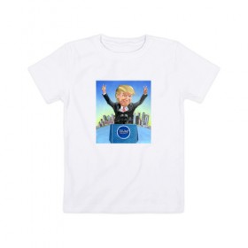 Детская футболка хлопок с принтом Трамп 3 в Белгороде, 100% хлопок | круглый вырез горловины, полуприлегающий силуэт, длина до линии бедер | america | donald | trump | usa | америка | дональд | трамп
