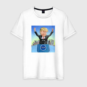 Мужская футболка хлопок с принтом Трамп 3 в Белгороде, 100% хлопок | прямой крой, круглый вырез горловины, длина до линии бедер, слегка спущенное плечо. | america | donald | trump | usa | америка | дональд | трамп