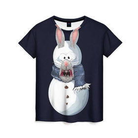 Женская футболка 3D с принтом Снэпчат кролик в Белгороде, 100% полиэфир ( синтетическое хлопкоподобное полотно) | прямой крой, круглый вырез горловины, длина до линии бедер | snapchat | радуга | снеговик | снэпчат | уши | фильтр | язык