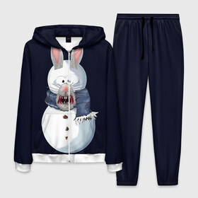 Мужской костюм 3D с принтом Снэпчат кролик в Белгороде, 100% полиэстер | Манжеты и пояс оформлены тканевой резинкой, двухслойный капюшон со шнурком для регулировки, карманы спереди | snapchat | радуга | снеговик | снэпчат | уши | фильтр | язык