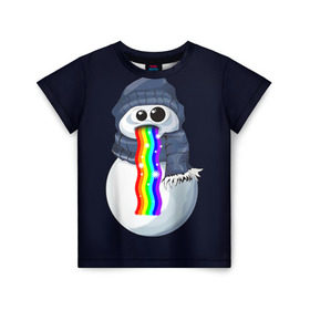 Детская футболка 3D с принтом Снэпчат радуга в Белгороде, 100% гипоаллергенный полиэфир | прямой крой, круглый вырез горловины, длина до линии бедер, чуть спущенное плечо, ткань немного тянется | snapchat | радуга | снеговик | снэпчат | уши | фильтр | язык