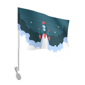 Флаг для автомобиля с принтом Ракета в Белгороде, 100% полиэстер | Размер: 30*21 см | звёзды | космический корабль | космическое пространство | космос | созвездие