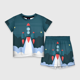 Детский костюм с шортами 3D с принтом Ракета в Белгороде,  |  | звёзды | космический корабль | космическое пространство | космос | созвездие