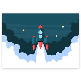 Поздравительная открытка с принтом Ракета в Белгороде, 100% бумага | плотность бумаги 280 г/м2, матовая, на обратной стороне линовка и место для марки
 | звёзды | космический корабль | космическое пространство | космос | созвездие