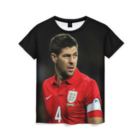 Женская футболка 3D с принтом Steven Gerrard в Белгороде, 100% полиэфир ( синтетическое хлопкоподобное полотно) | прямой крой, круглый вырез горловины, длина до линии бедер | england national team | premier league | steven gerrard | англия | ливерпуль | стивен джеррард | футбол
