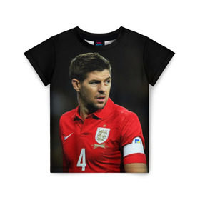 Детская футболка 3D с принтом Steven Gerrard в Белгороде, 100% гипоаллергенный полиэфир | прямой крой, круглый вырез горловины, длина до линии бедер, чуть спущенное плечо, ткань немного тянется | england national team | premier league | steven gerrard | англия | ливерпуль | стивен джеррард | футбол