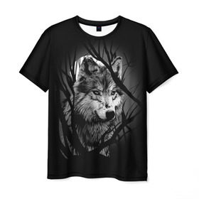 Мужская футболка 3D с принтом Серый волк в Белгороде, 100% полиэфир | прямой крой, круглый вырез горловины, длина до линии бедер | animal | beast | grey | roar | wolf | волк | животное | зверь | рык | серый