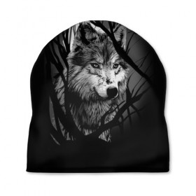 Шапка 3D с принтом Серый волк в Белгороде, 100% полиэстер | универсальный размер, печать по всей поверхности изделия | animal | beast | grey | roar | wolf | волк | животное | зверь | рык | серый