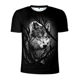 Мужская футболка 3D спортивная с принтом Серый волк в Белгороде, 100% полиэстер с улучшенными характеристиками | приталенный силуэт, круглая горловина, широкие плечи, сужается к линии бедра | Тематика изображения на принте: animal | beast | grey | roar | wolf | волк | животное | зверь | рык | серый