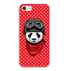 Чехол для iPhone 5/5S матовый с принтом Панда пилот в Белгороде, Силикон | Область печати: задняя сторона чехла, без боковых панелей | bear | panda | pilot | медведь