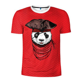 Мужская футболка 3D спортивная с принтом Панда пират в Белгороде, 100% полиэстер с улучшенными характеристиками | приталенный силуэт, круглая горловина, широкие плечи, сужается к линии бедра | animal | bay | bear | beast | captain | panda | pirate | бухта | зверь | капитан | корабль | медведь | панда | пират