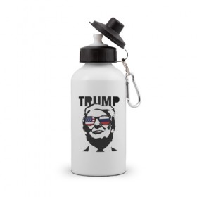 Бутылка спортивная с принтом Дональд Трамп в Белгороде, металл | емкость — 500 мл, в комплекте две пластиковые крышки и карабин для крепления | Тематика изображения на принте: 