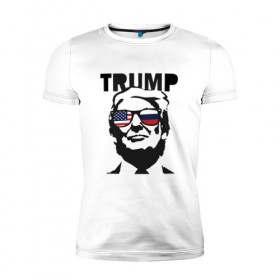 Мужская футболка премиум с принтом Дональд Трамп в Белгороде, 92% хлопок, 8% лайкра | приталенный силуэт, круглый вырез ворота, длина до линии бедра, короткий рукав | Тематика изображения на принте: 